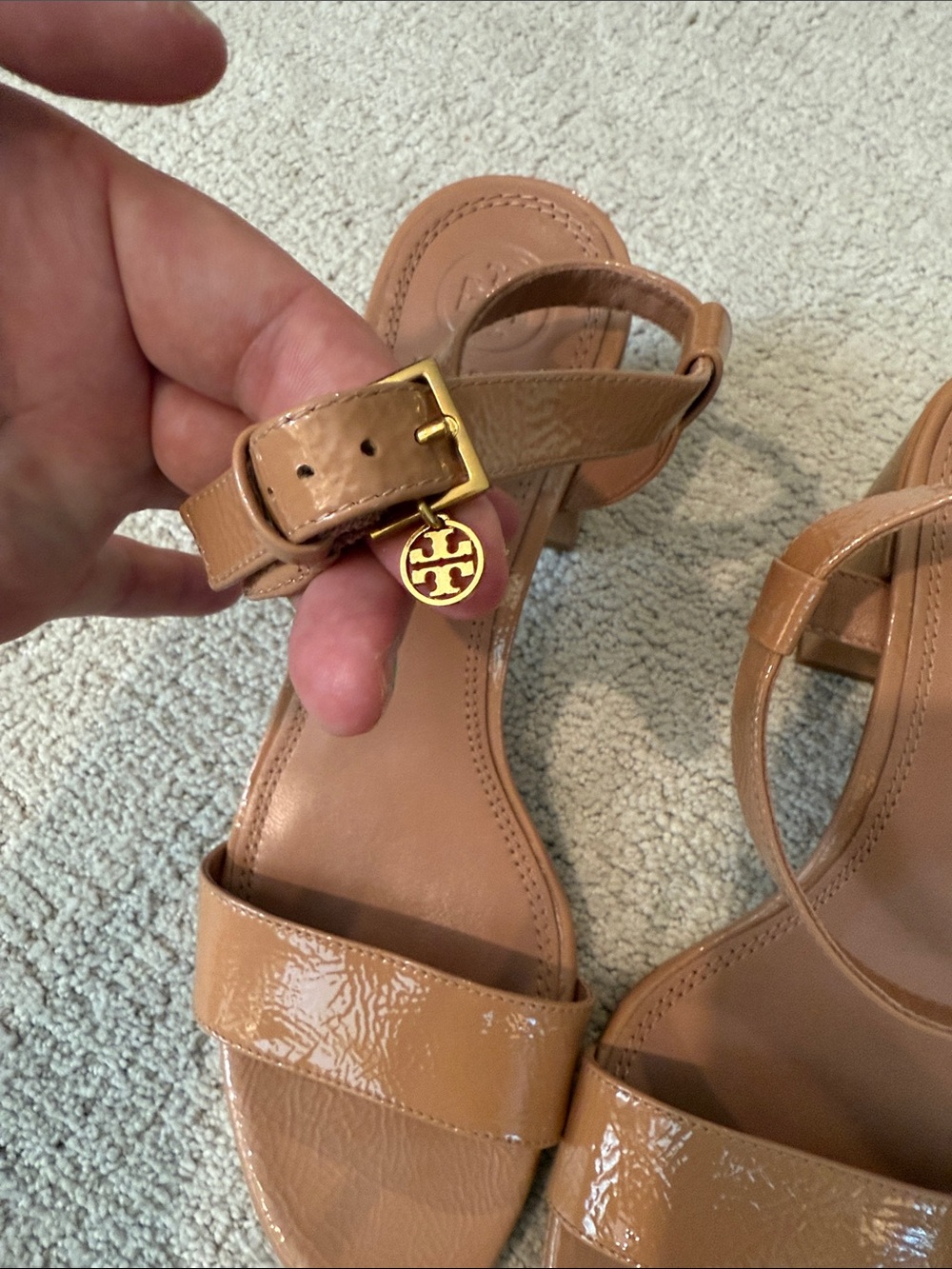 Tory Burch Nude/Tan Leather Open-Toe Ankle-Strap Sandals - Picture 4 of 5